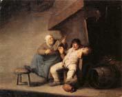 Adriaen van ostade A Peasant Couple in an  interior